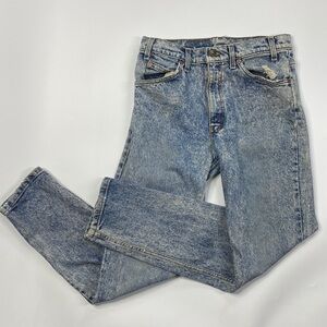 Vintage Levi's 515 Acid Wash Orange Tab Red Batwing Denim Jeans 32x32 80s